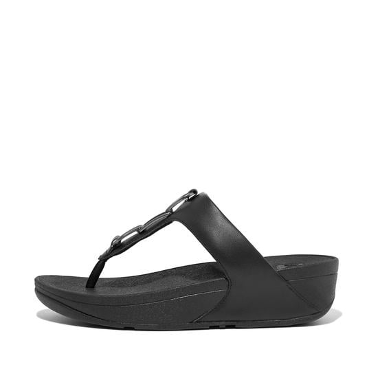 Hallye Chain Leather Toe-Post Sandals