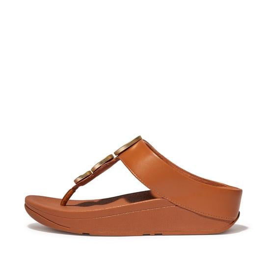 Halo Metallic-Trim Toe-Post Sandals