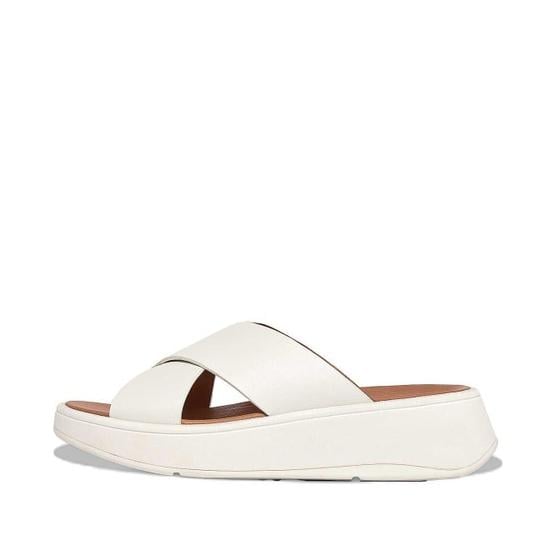 F-Mode Leather Flatform Cross Slides