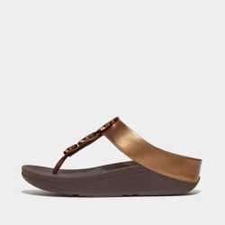 Halo Bead-Circle Metallic Toe-Post Sandals