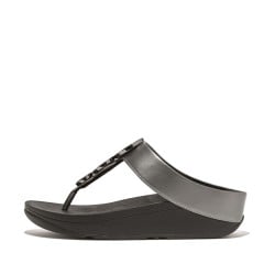 Halo Bead-Circle Metallic Toe-Post Sandals
