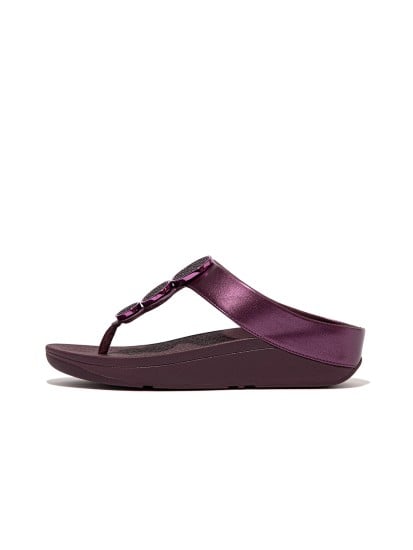 Halo Bead-Circle Metallic Toe-Post Sandals