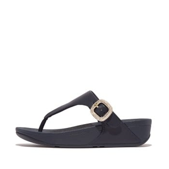 Fitflop Lulu Crystal-Buckle Leather Toe-Post Sandals(SKU: 228-381-17-3)