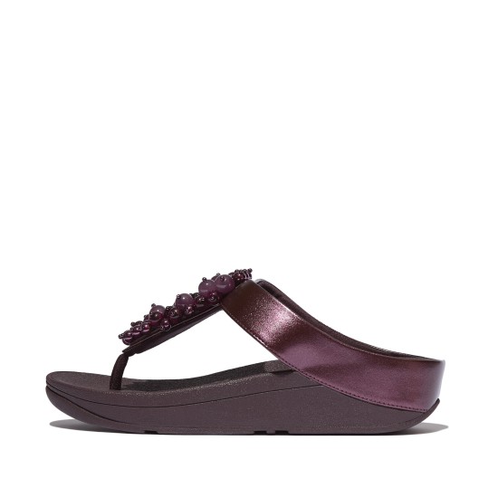 Fino Bauble-Bead Toe-Post Sandals