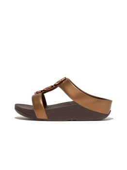 Fitflop Halo Bead-Circle Metallic H-Bar Slides(SKU: 228-383-46-4)