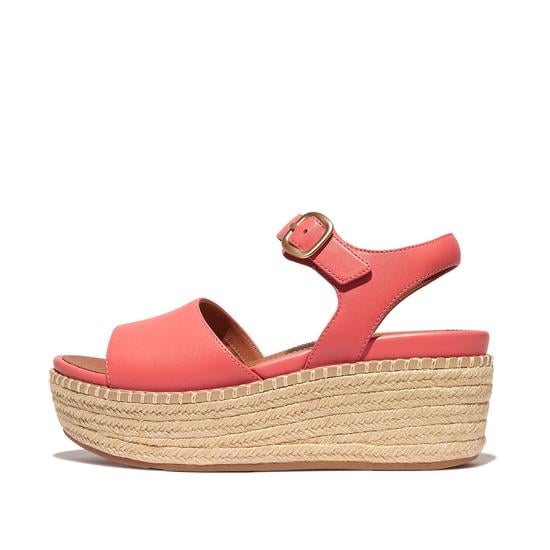 Eloise Espadrille Leather Back-Strap Wedge Sandals