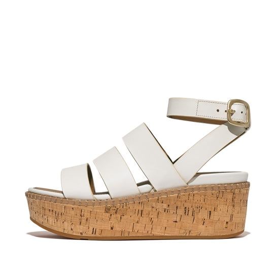 Eloise Leather Cork Strappy Wedge Sandals