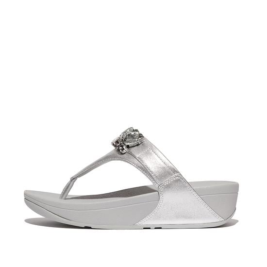 Lulu Jewel-Deluxe Metallic-Leather Toe-Thongs