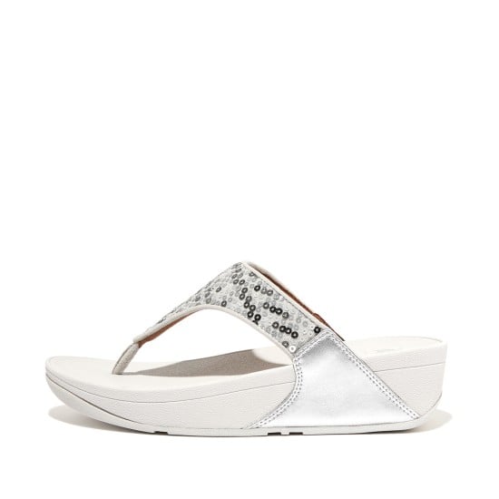 Lulu Sequined Toe-Post Sandals