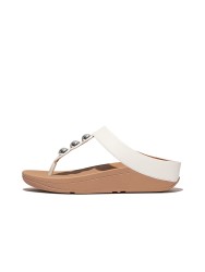 Fino Mirror-Dome Leather Toe-Post Sandals