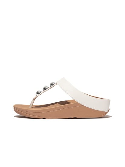 Fino Mirror-Dome Leather Toe-Post Sandals