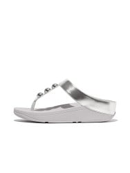 Fino Mirror-Dome Metallic-Leather Toe-Post Sandals