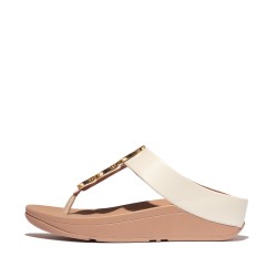 Fino Resin-Hoop Leather Toe-Post Sandals