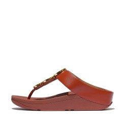 Fino Resin-Hoop Leather Toe-Post Sandals