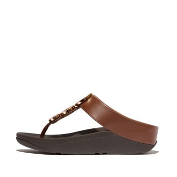 Fitflop Fino Resin-Hoop Leather Toe-Post Sandals(SKU: 228-405-12-3)