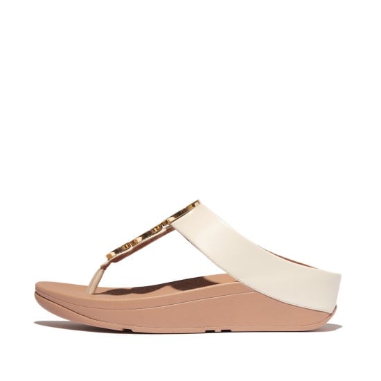 Fino Resin-Hoop Leather Toe-Post Sandals