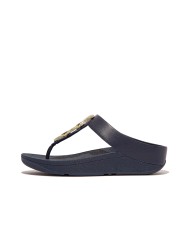 Fino Crystal-Chain Leather Toe-Post Sandals