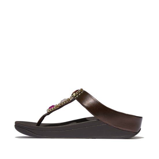 Fino Crystal-Jewel Toe-Post Sandals