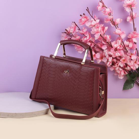 Women Maroon Satchel Bag