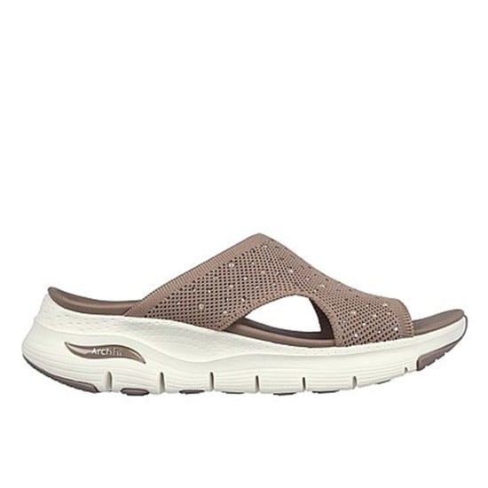 Women Brown-suede Sports Slides