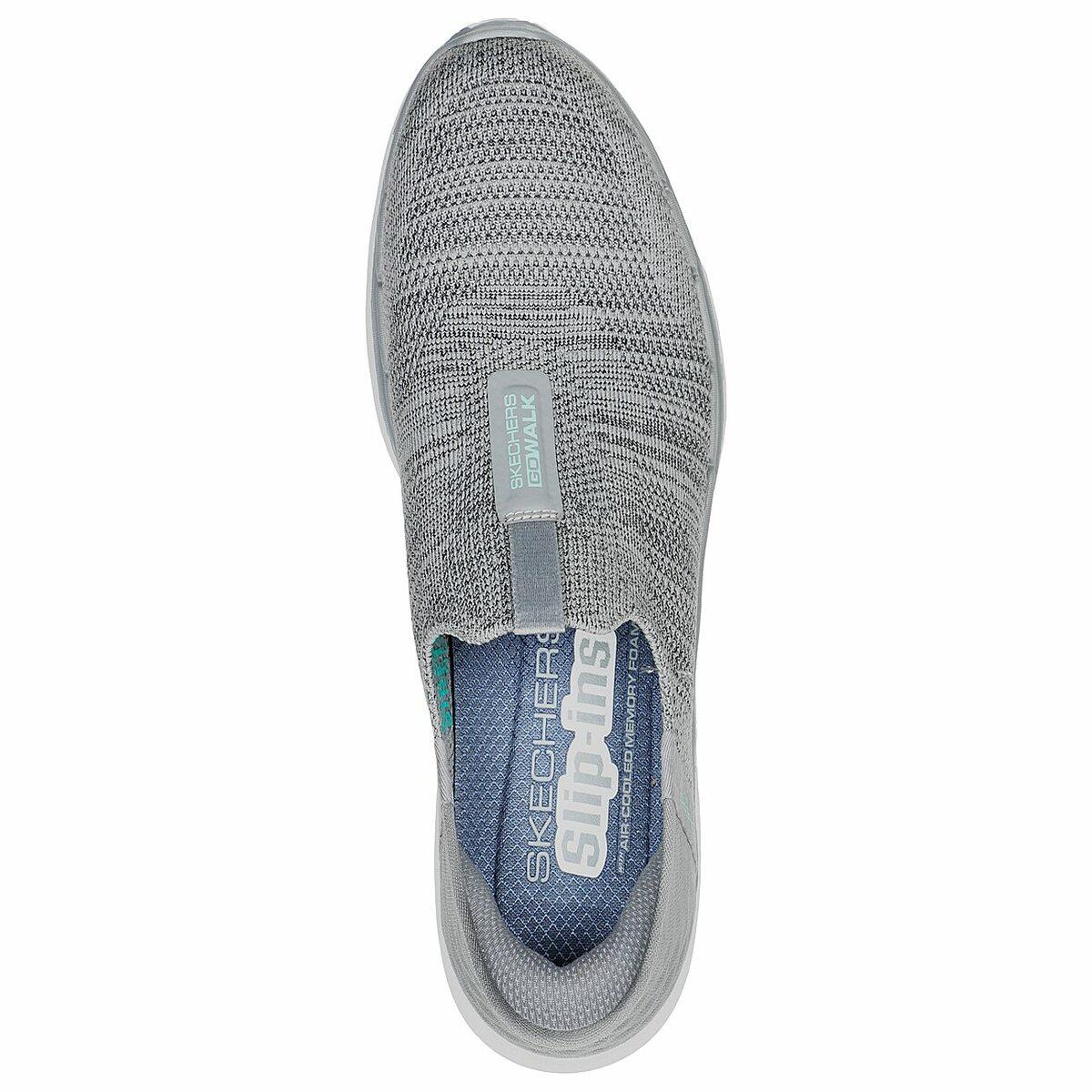 Mens grey slip on skechers best sale