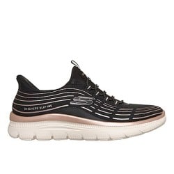 Women Black-gold Sports Slip Ons