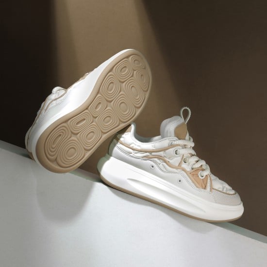 Women Beige Sports Sneakers
