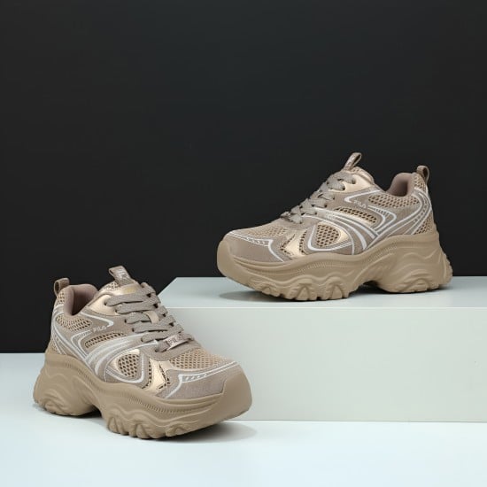 Women Gold Sports Walking Shoes