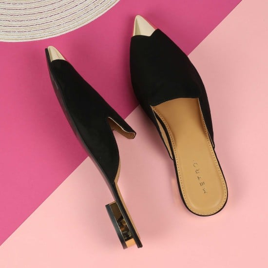 Women Black Formal Slip Ons