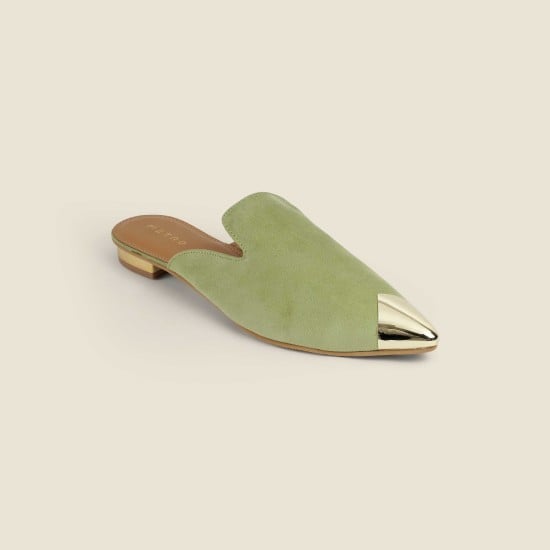 Women Green Formal Slip Ons