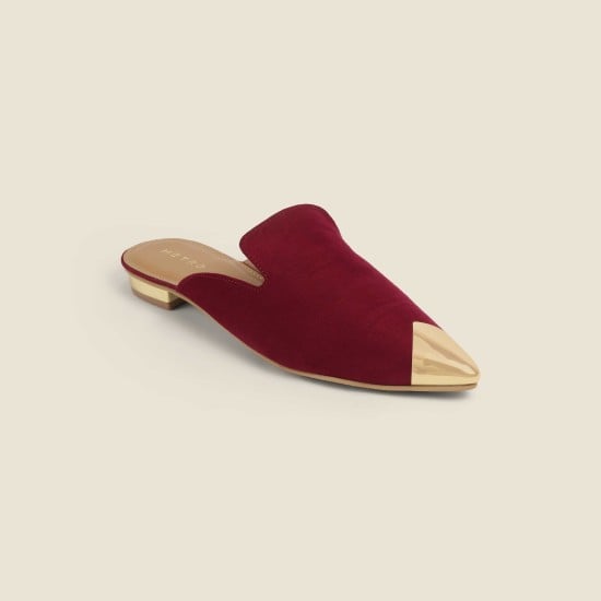 Women Maroon Formal Slip Ons