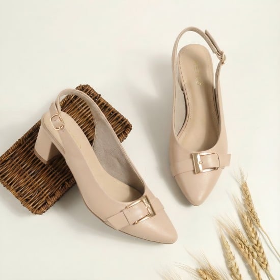 Women Beige Formal Sandals