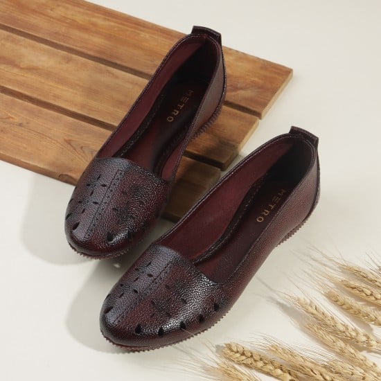 Women Maroon Casual Ballerinas