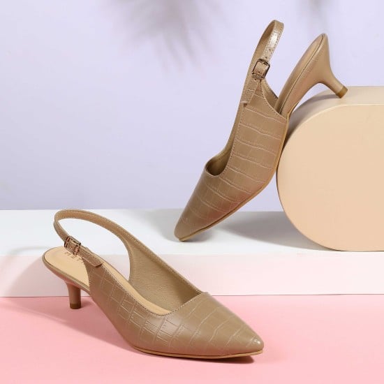 Women Beige Formal Sandals