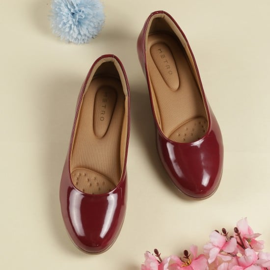 Women Maroon Party Ballerinas
