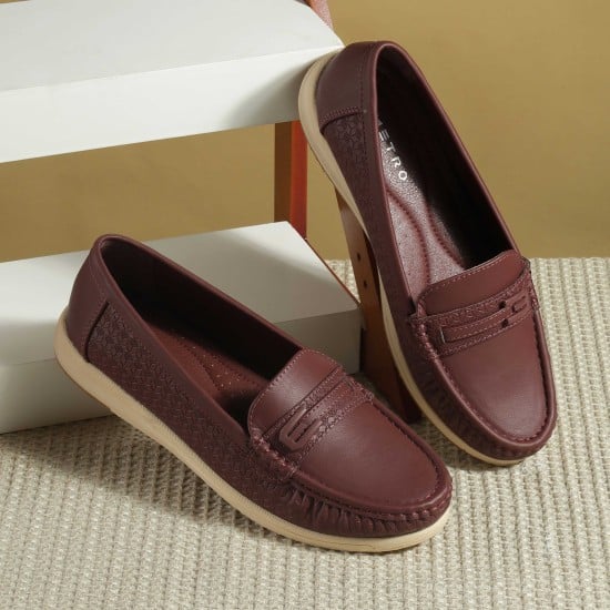 Women Maroon Casual Loafers