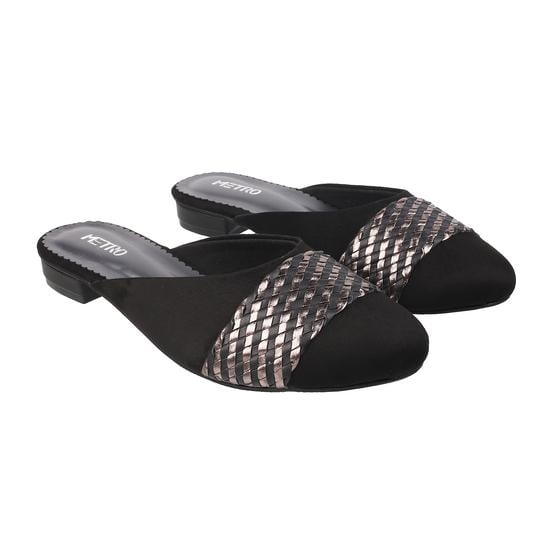 Women Black Ethnic Slip Ons