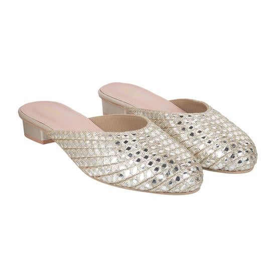 Women Gold Ethnic Slip Ons