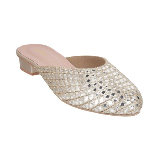Women Gold Ethnic Slip Ons