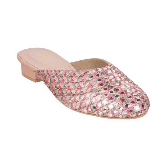 Women Pink Ethnic Slip Ons