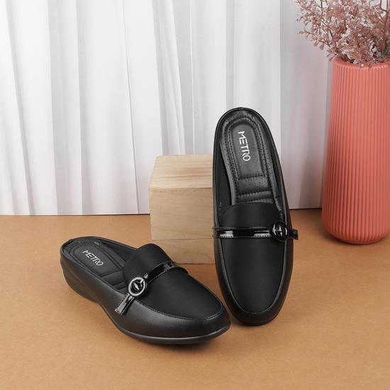 Women Black Casual Slip Ons