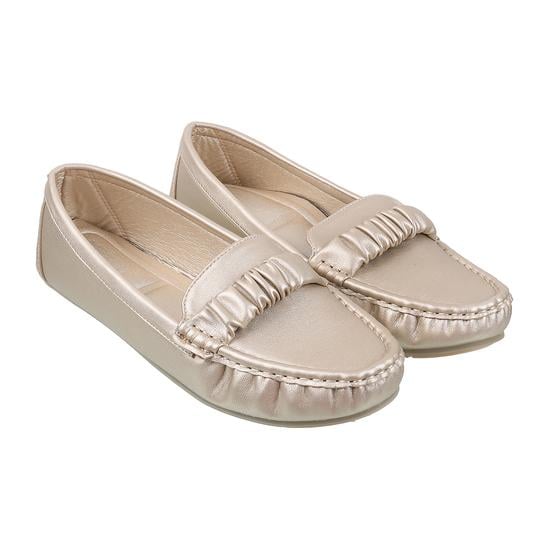 Women Gold Casual Loafers