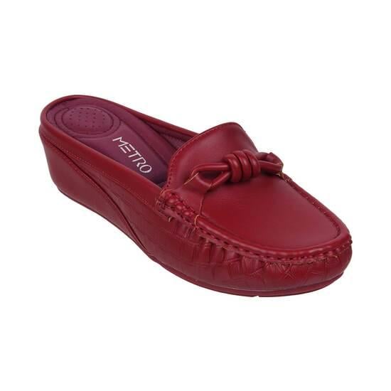 Women Red Casual Slip Ons