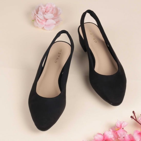 Women Black-suede Formal Sandals