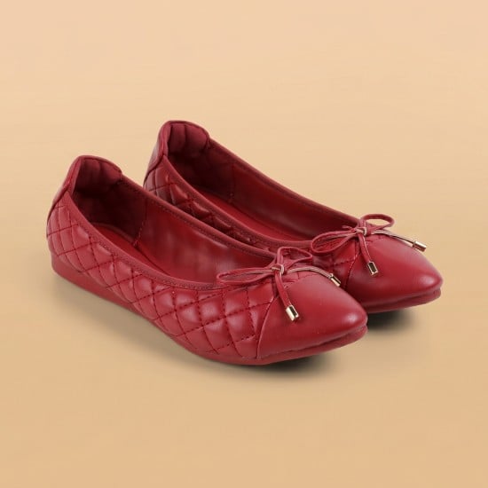 Women Maroon Casual Ballerinas