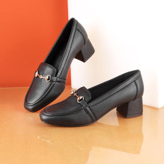 Women Black Formal Slip Ons