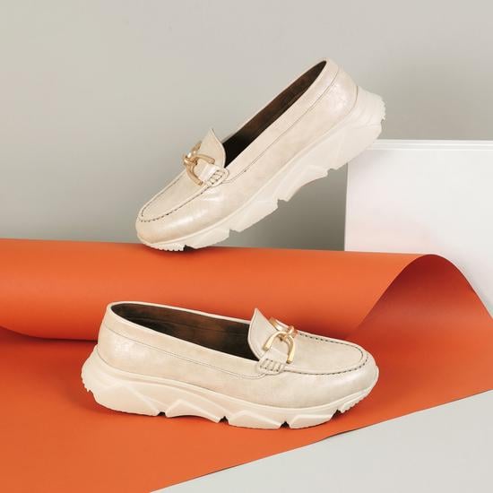 Women Beige Casual Loafers