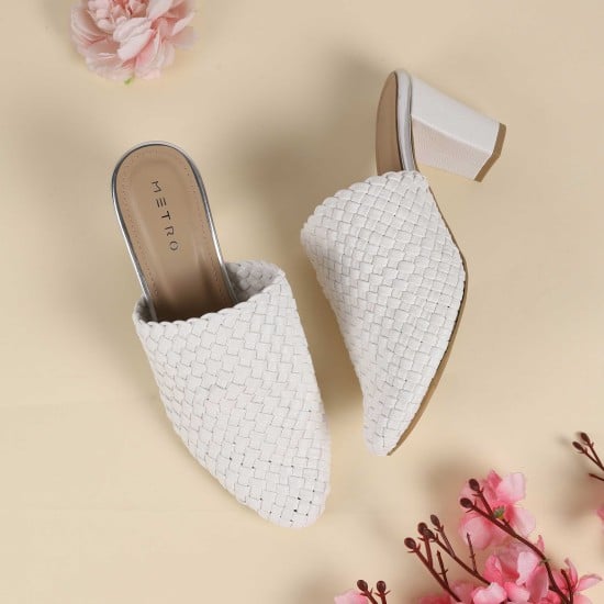 Women White Ethnic Slip Ons