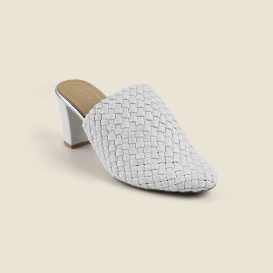 Women White Ethnic Slip Ons
