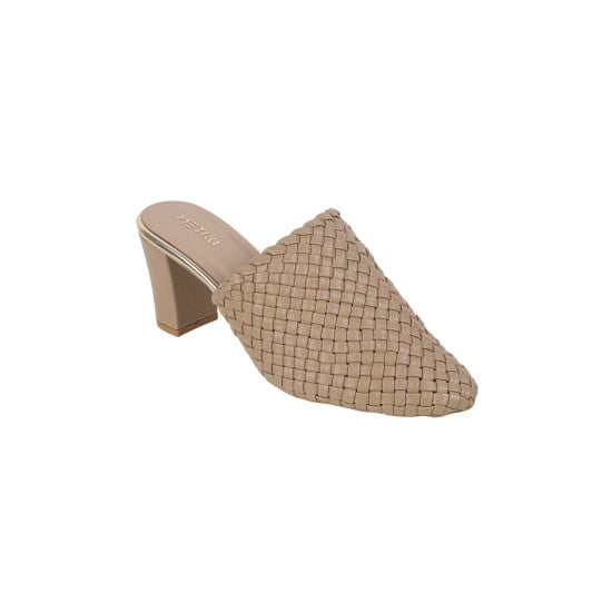 Women Beige Ethnic Slip Ons